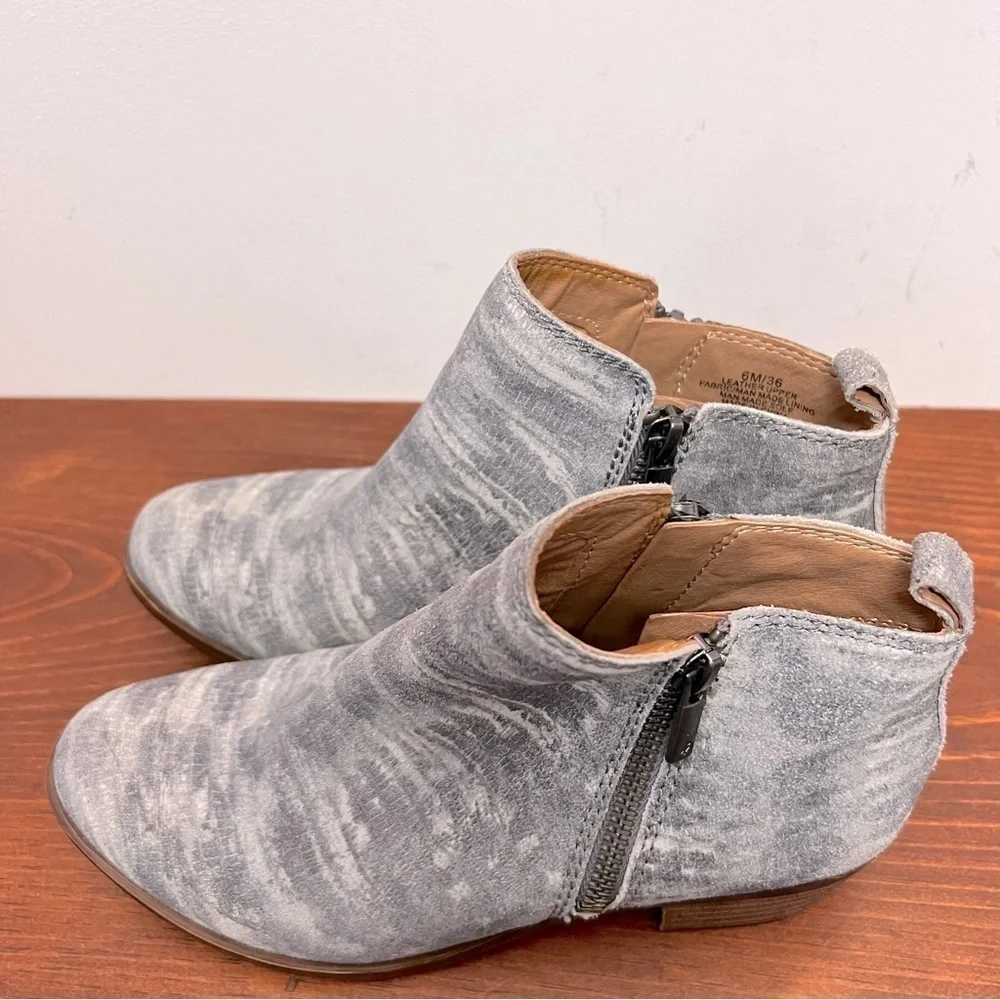Lucky Brand Basel Ankle Leather Suede Gray Space Dye Bootie 6